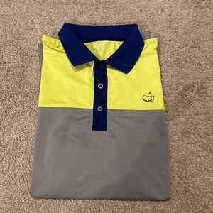 Yellow and Gray Polo Shirt with Blue Collar